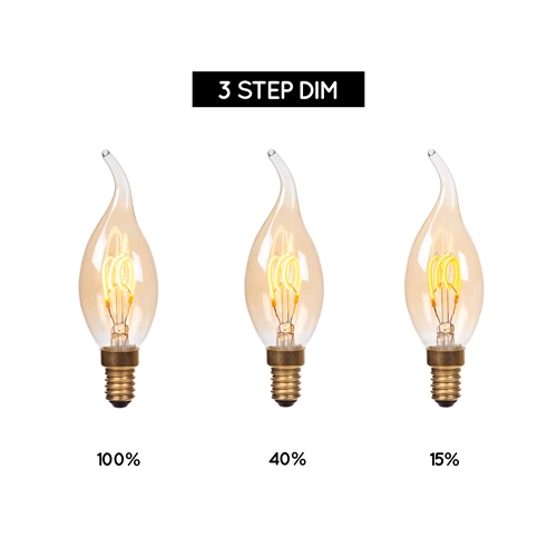 Lucide CT35 - Lámpara de filamento - Ø 3,5 cm - LED 3 StepDim (Memoria) - E14 - 1x3W 2200K - Ámbar - detalle 1